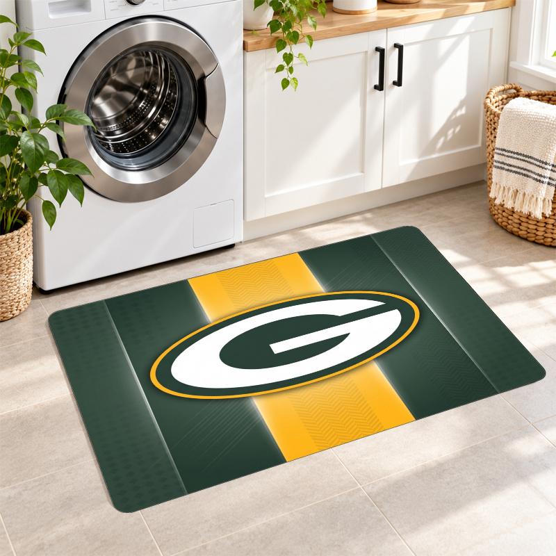 Flannel Kitchen Mat Green Bay Packers Soft Area Rug Non Slip Floor Carpet Home Decoration