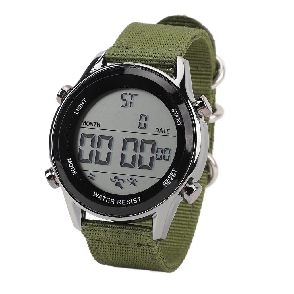 Men Digital Sports Watch Rainproof Alarm Countdown Dual Time Zone Nylon Strap Digital Watch with Stopwatch for Outdoor