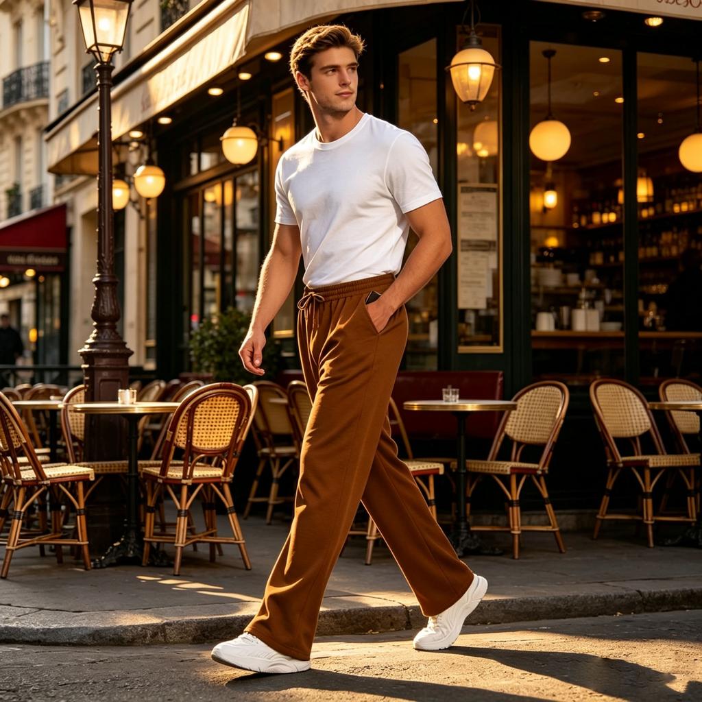 Men's Sweatpants with Drawstring and Elastic Waistband for Everyday Wear