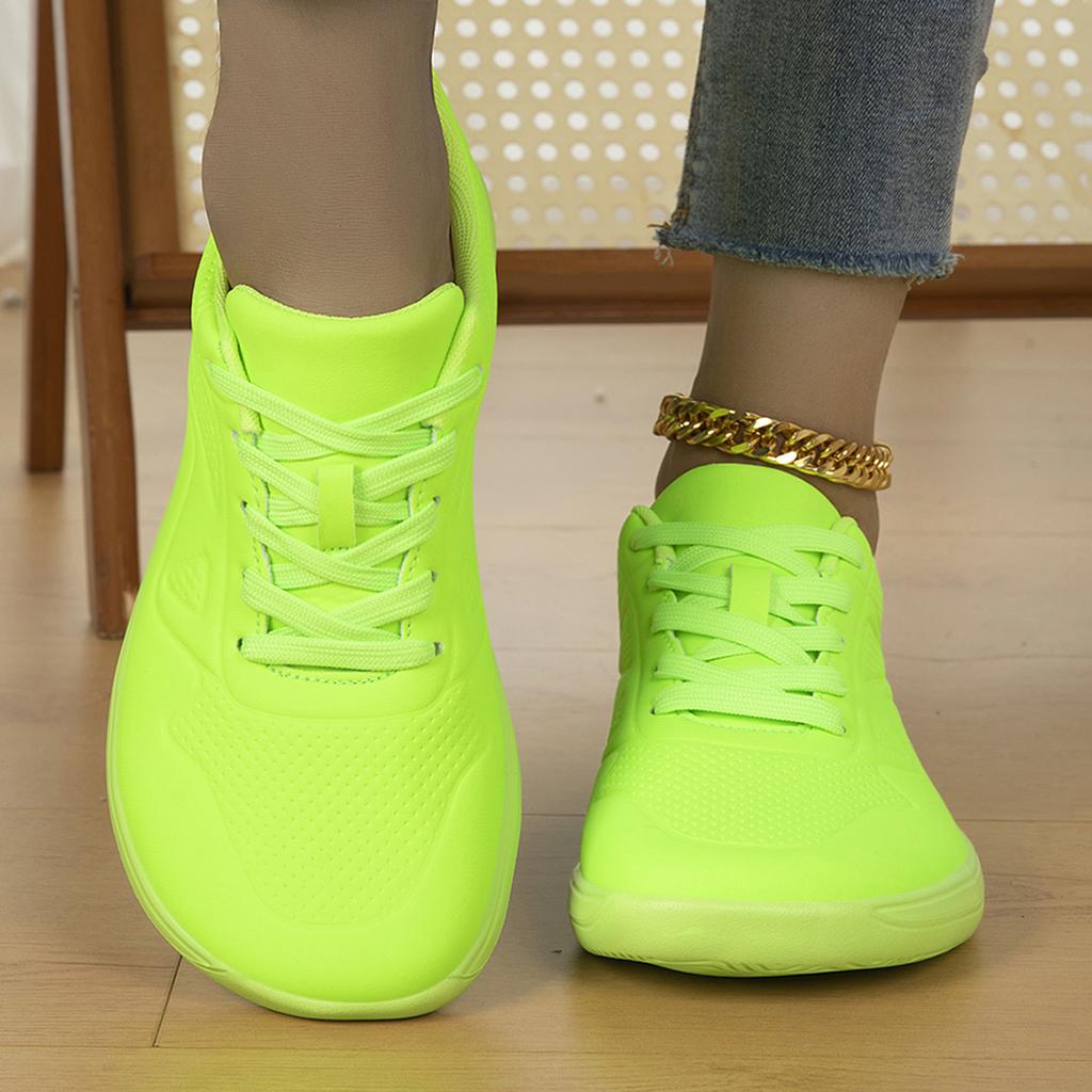 TUINANLE Modische Damen Flache Sneaker Bling Rosa Dicke Sohle Schnürung Glänzend Trend Freizeit Atmungsaktive Schuhe