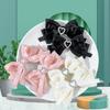 2pcs Heart Shaped Bow Hair Clip Sweet Rhinestone Double Ponytail Headwear Kawaii Lolita Cosplay Headdress Jk Uniform Hair Accessory