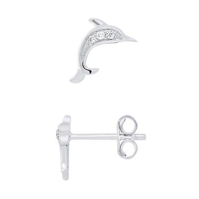 Earrings - LÉA &; ARTHUR - Dolphin - 925 Silver - Zirconium Oxides - Pushchair System
