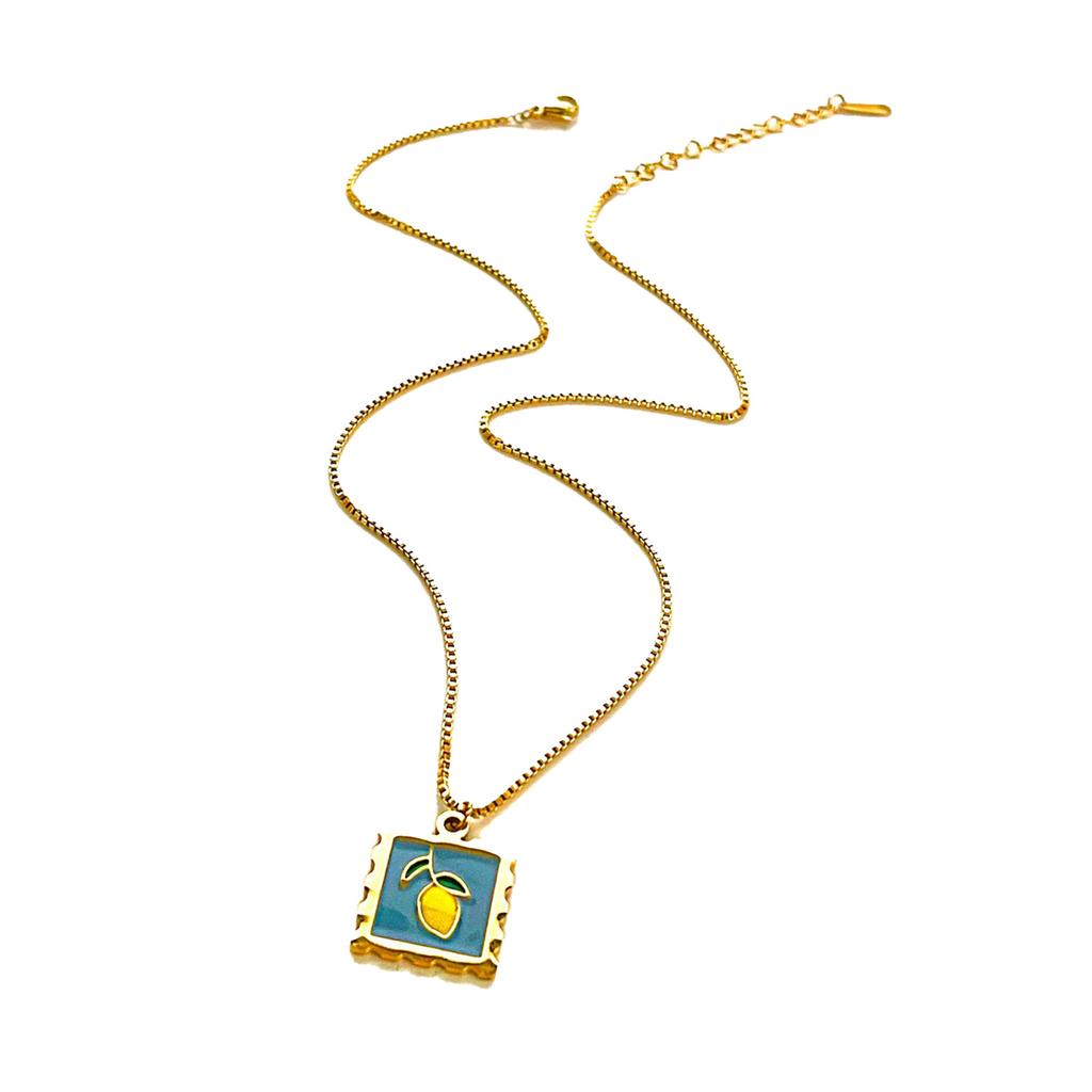 Vintage Style Cherry/Strawberry/Lemon Charm Necklace Adjustable Length Neckchain Dainty Jewelry for Summer Vibes