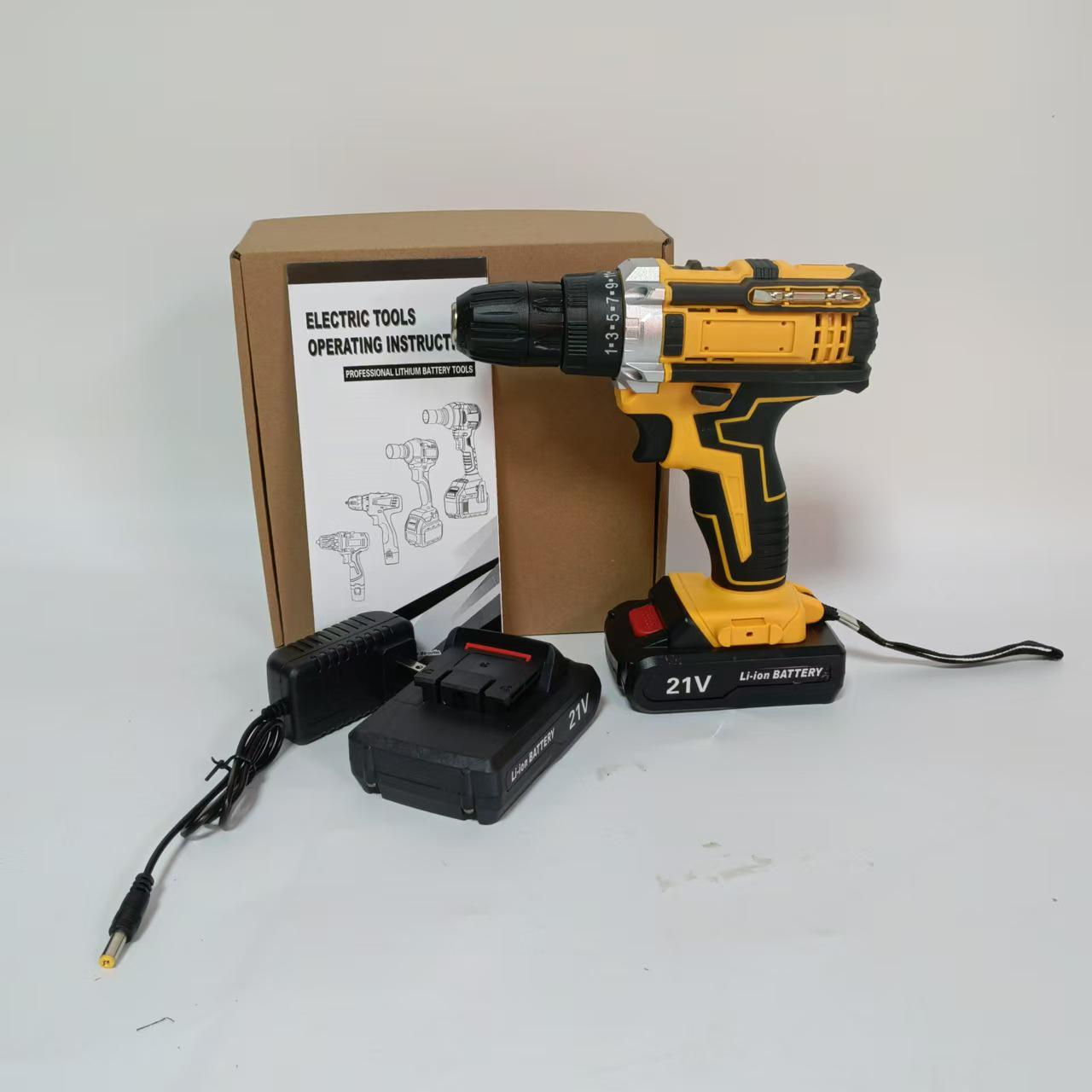 

21 В литиевая аккумуляторная дрель с ударом, двухскоростная, многофункциональная электрическая отвертка