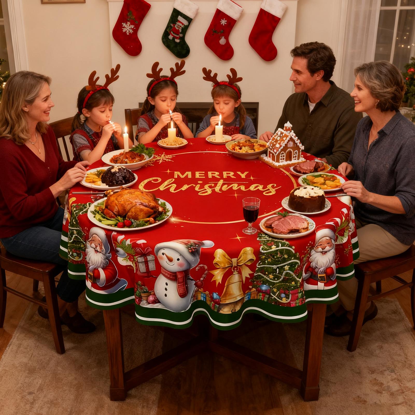 

Круглая скатерть винтажная защитная накидка рождественская круглая скатерть для осени, Дня благодарения, зимних праздников, кухни, патио 150cm