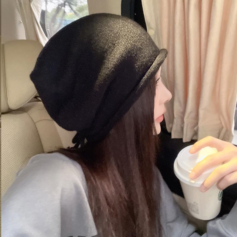

Girls drawstring lazy wind stack hat children autumn and winter fashion new cold hat M（56-58cm）