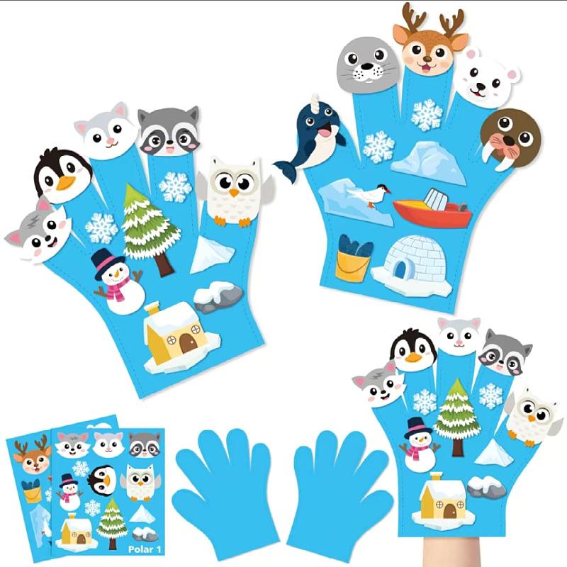 Children Hand Puppets Set Montessori Parish Toy DIY Animal Finger Puppets Storytelling Kindergarten Baby Interaction Social Tool