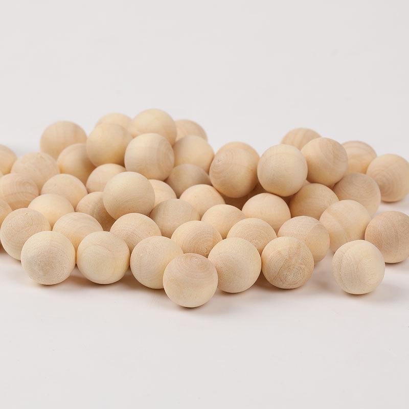 Solid Natural Wood Round Beads - Small Loose Beads In Natural Wood Color