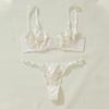 Sexy underwire ultra-thin bra set, big breasts, small transparent lace princess erotic underwear