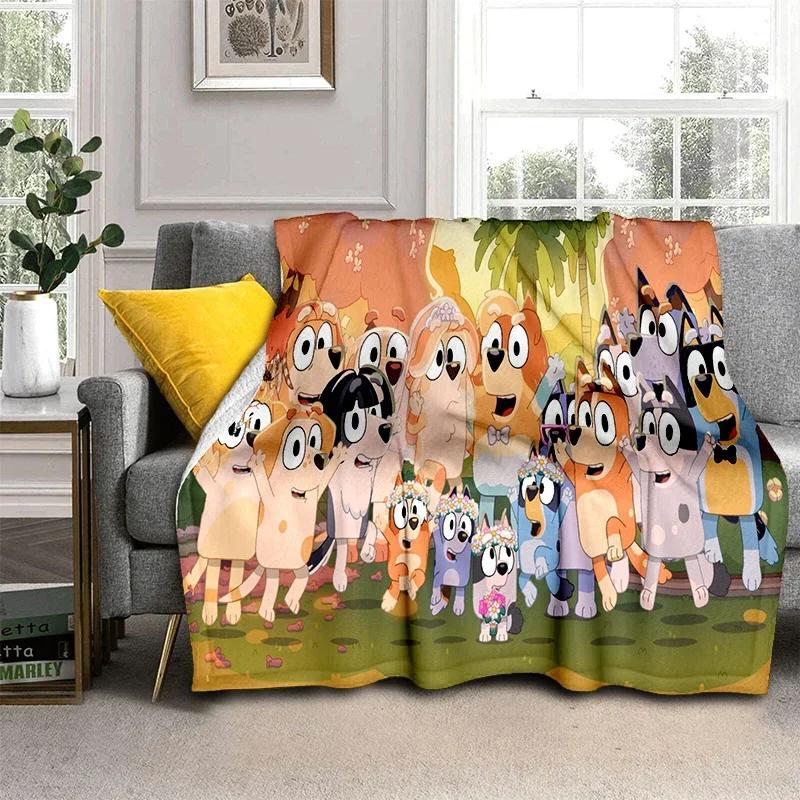 3D Print B-Blueys Family Cartoon Dog Blanket,Soft Throw Blanket for Home Bedroom Bed Sofa Travel Cover Kid Gift