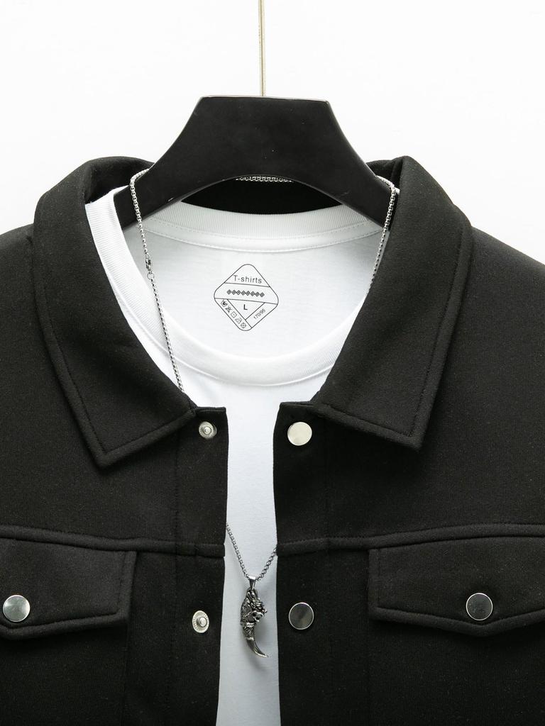 2024 Men's Casual Solid Color Single-Breasted Long-Sleeved Jacket - European & American Style.