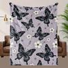 Contemporary Butterfly & Floral Print Throw Blanket - Soft Breathable  Polyester, All-Season Cozy Decorative Accent For Couc