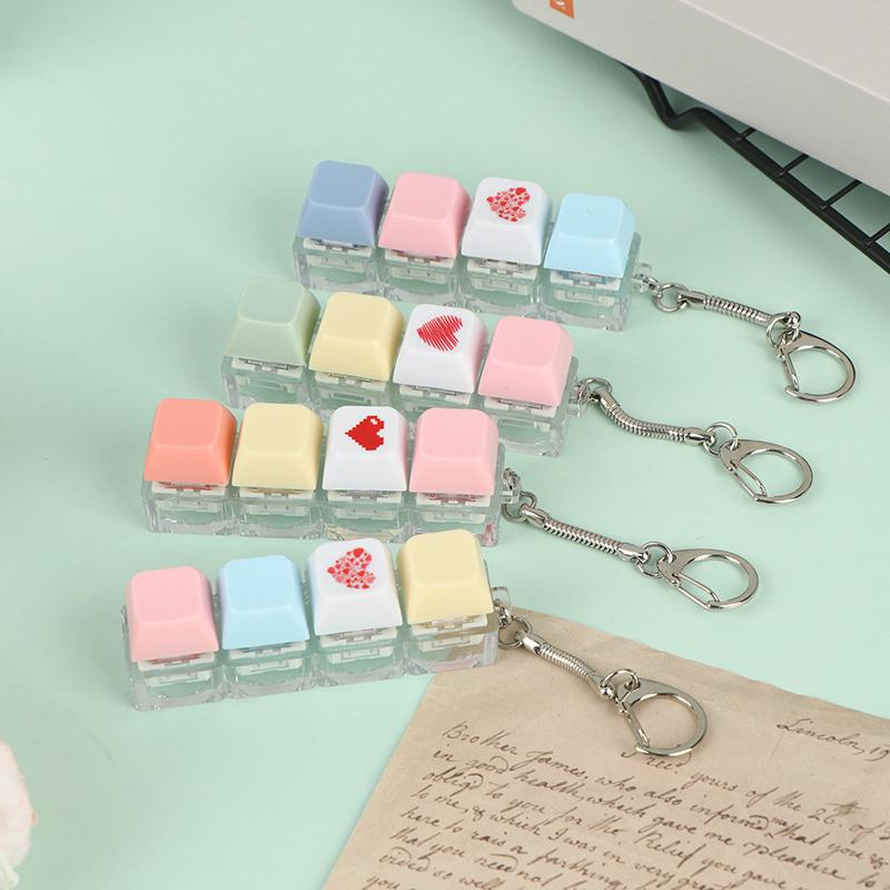 Mechanical Keyboard Switch Keychain Set Stress Relief Toys Diy Pressing Sensory Keyring For Adults