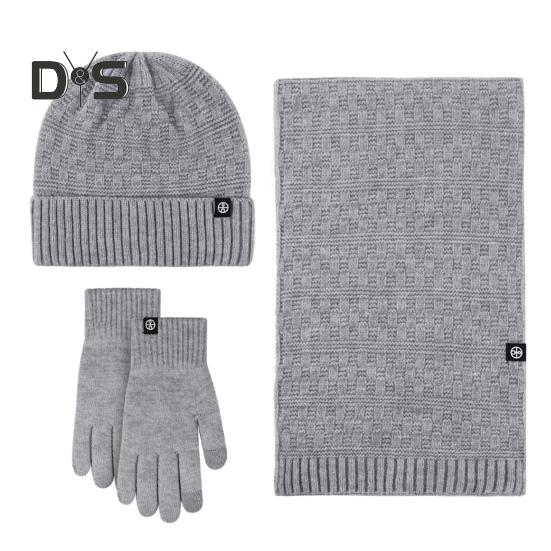 

Комплект из 3 предметов: шапка, шарф, перчатки, толстая вязаная теплая шапка, перчатки с пятью пальцами, эластичная защита ушей, ветрозащитная зимняя повязка на голову для велоспорта, катания на лыжах светло-серый