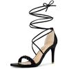 Allegra K Women's Lace-Up Sandals with Strap Heels, Black, Size 23.0cm