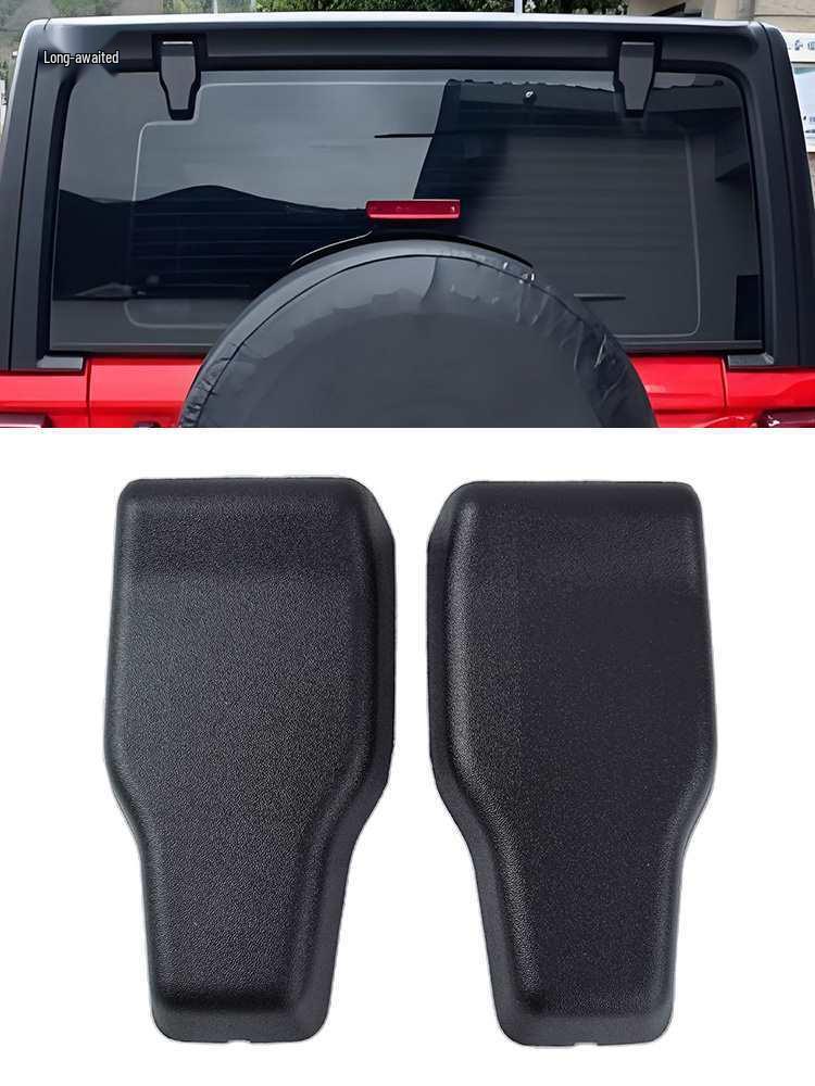 Wrangler JK Tailgate Glass Hinge Cover: Rear Door Windshield Decorative Plastic Shell