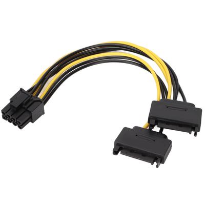 2 st Strömkablar Dubbel 15-pin SATA till PCIE 8-pin Hane GPU Strömadapter för Datortillbehör