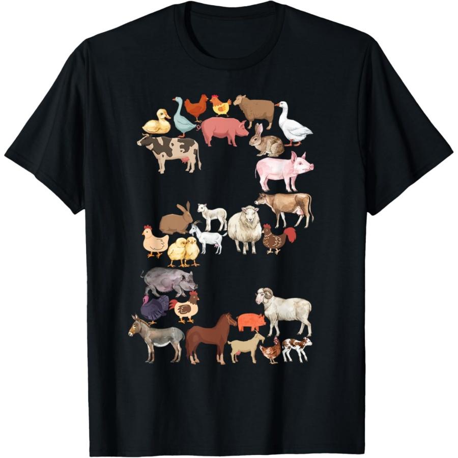 Fun 2nd Birthday Farm Animals Themed Toddler 2 Year Old Bday T-Shirt S