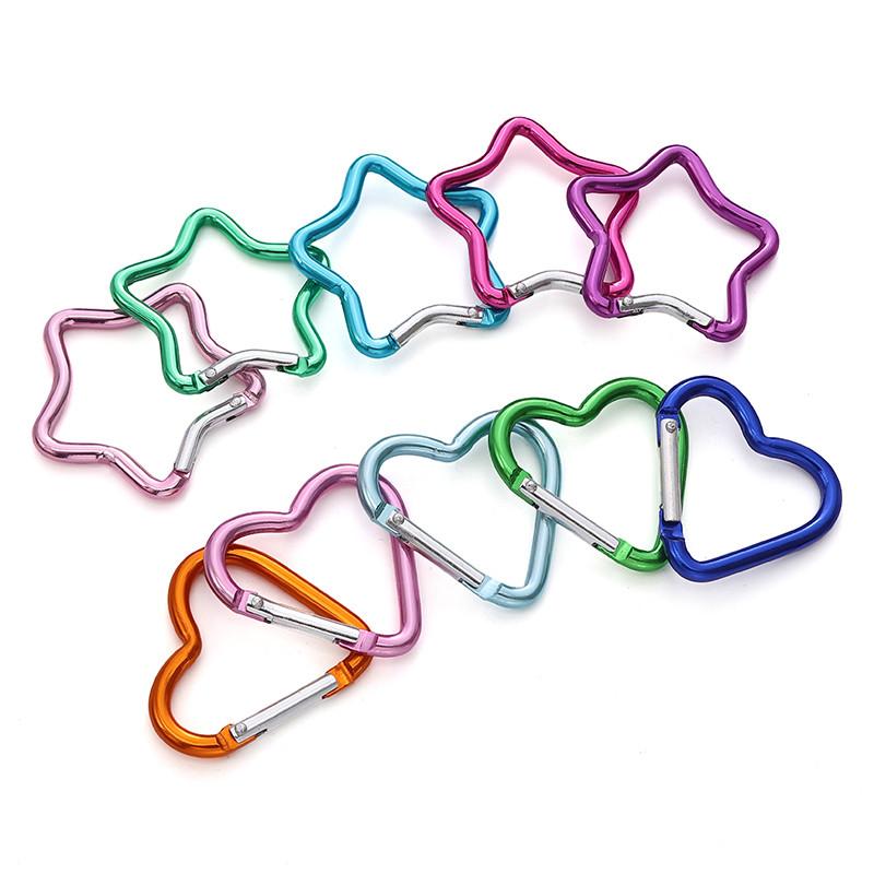 1pc Mountaineering Buckle Love Star Buckle D-Shaped Buckle Color Backpack Buckle Aluminum Keychain DIY Accessories