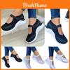 Summer Round Toe Thick Bottom Magic Sticker Knitted Mesh Casual Women's Shoes