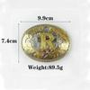 Men's Whole Cowhide Casual Belt White K Gold Buckle Smooth Buckle Board Buckle Belt