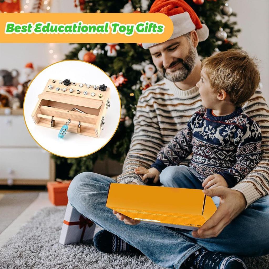 Giocattolo Montessori Tavola con Cacciavite Giocattolo in Legno Attività Chiave e Serratura per Imparare Giocattolo Educativo Sensoriale per Sviluppo Motricità Fine per Bambini Regali