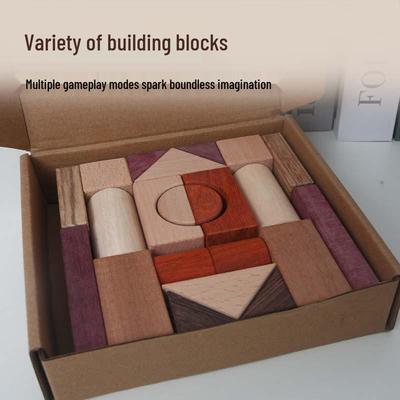 Original Wood Color Stacking Blocks Set - Educational Toy for Kids