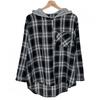 From Heart Women Loose Fit Check Hooded Oversized Shirt