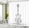 Music Guitar Shower Curtain Musical Notes Design Black White Art Bathroom Decor Waterproof Fabric Creative Home Accessories