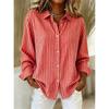 Fashionable Striped Vintage-Style Women's Long-Sleeve Shirt Comfortable And Breathable Collared Shirt Casual Everyday Wear Top
