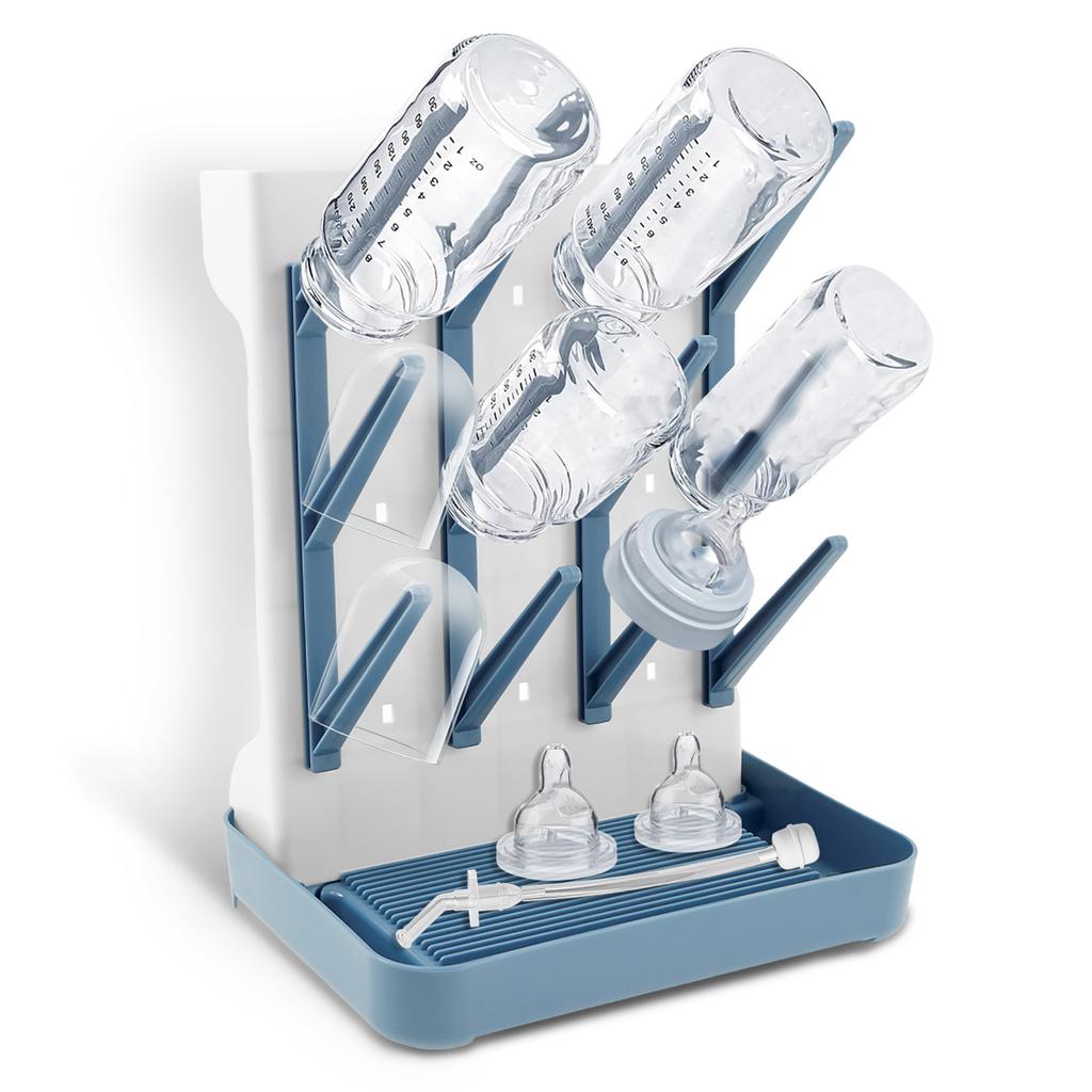 Plastic baby bottle vertical drying rack with large capacity design and efficient drainage chassis design baby bottle drain rack