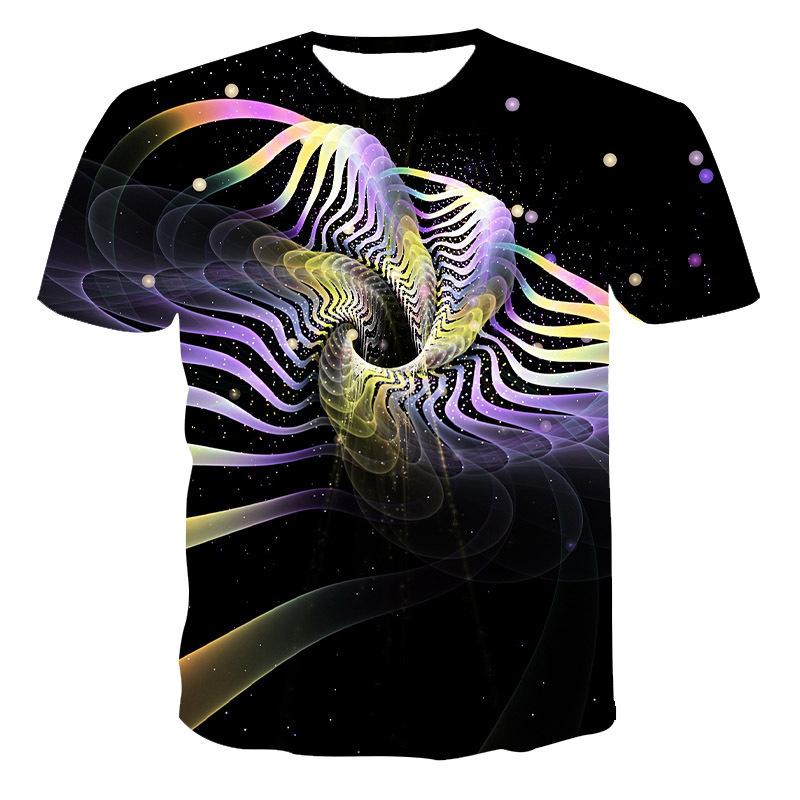 Summer Digital Printed 3D T-shirt with Round Neck Print for Men Shirt