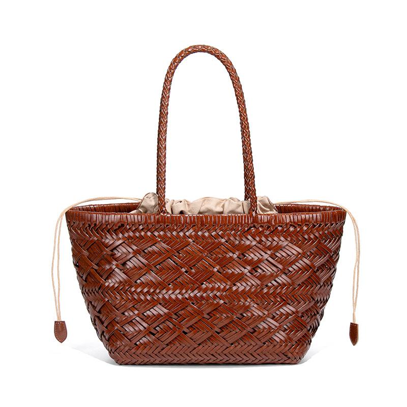 Jmg Bags Women's French-Style High-End Woven Vegetable Basket Mother Bag, Retro And Trendy Simple Handbag, Fashionable And Casual Single-Shoulder Armpit Bag
