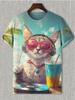 3D T-shirt Men's Cat Printed Comfortable Short Sleeved Comfortable Versatile T-shirts Fashionable