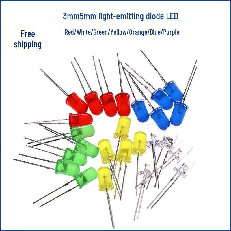 3mm & 5mm LED Bulb Set - Red, Green, Yellow, Blue, White Through-Hole Experiment Lamp Beads