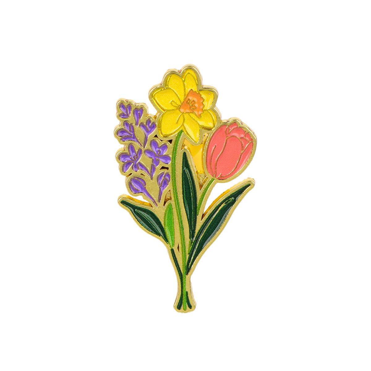 Flower Bouquet Enamel Pin Sunflower Rose Bear Lapel Pin Badge Pins Hats Clothes Backpacks Decoration Jewelry Accessories Gifts
