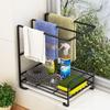 No-Drill Wall-Mounted Towel and Sponge Drying Rack with Multi-Functional Kitchen Storage