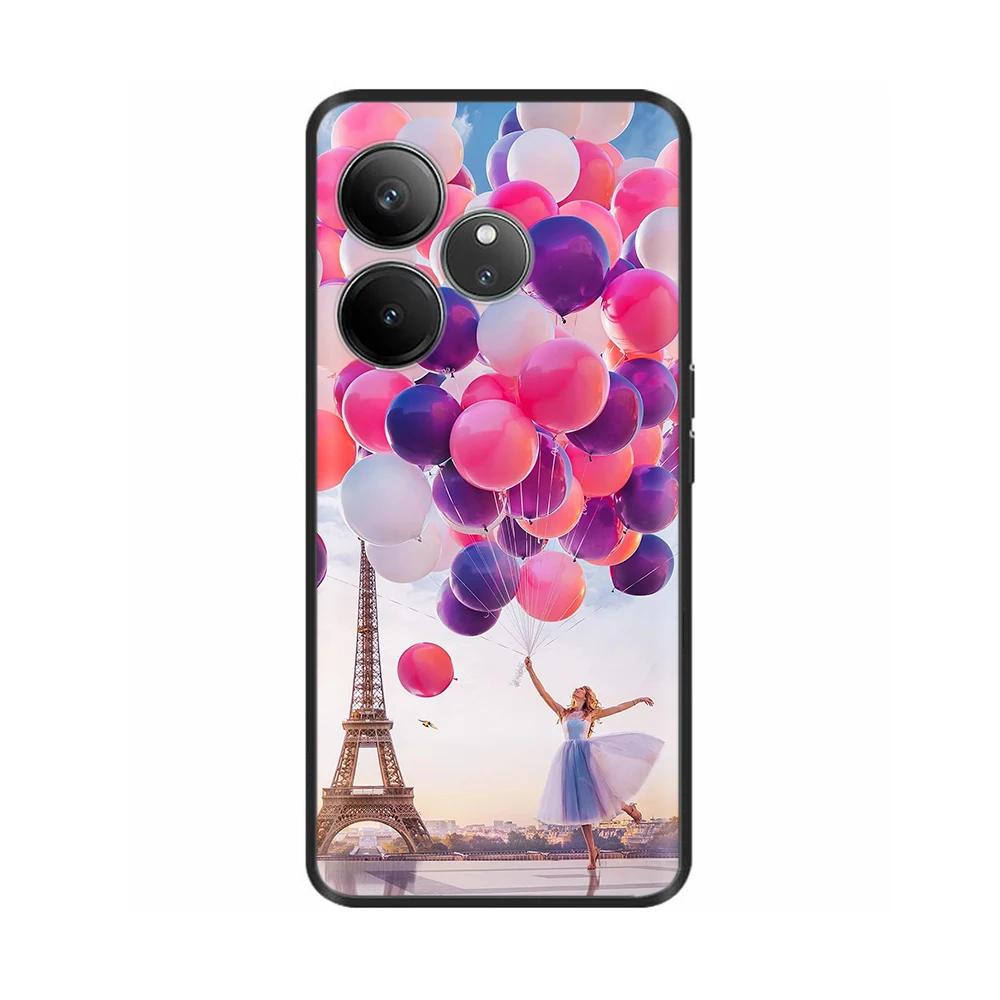For Realme GT 6 GT 6T Case Black Silicone Luxury Bumper Cute Soft TPU Phone Cases For Realme GT6 5G Cover Shells Coque 6.78''