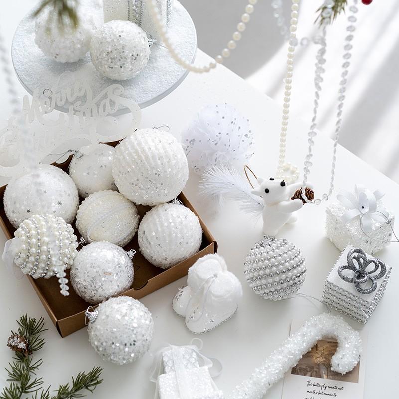Premium White Foam Christmas Ornaments Set Tree Decor Window Display Ceiling Hanging