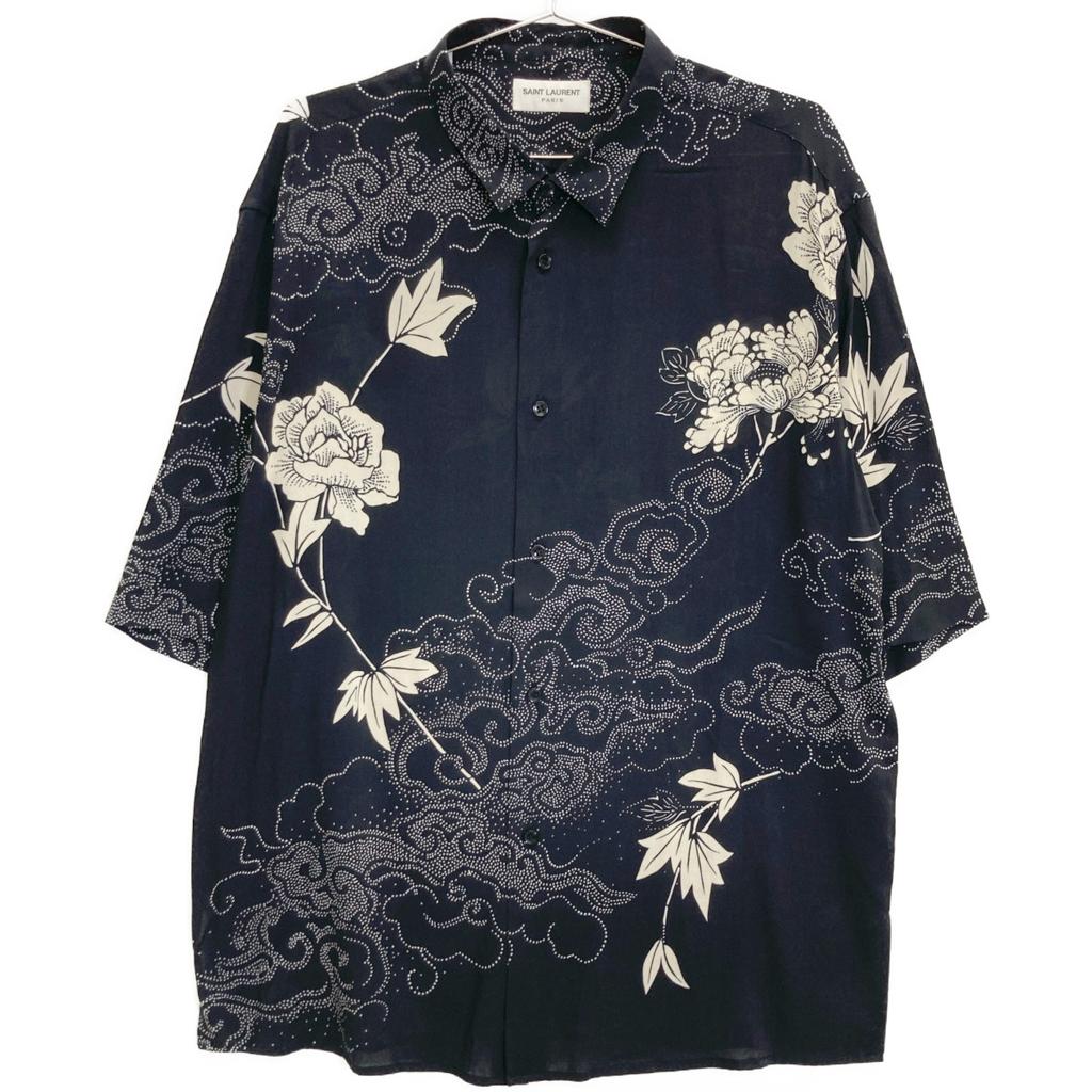 SAINT LAURENT PARIS 2021 Floral Rayon Shirt 686551 tops 40 blackUsed