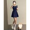 Women's Retro Contrast Collar Polo Dress - Summer 2024 Edition, Pleated Short Waist with Swing Skirt