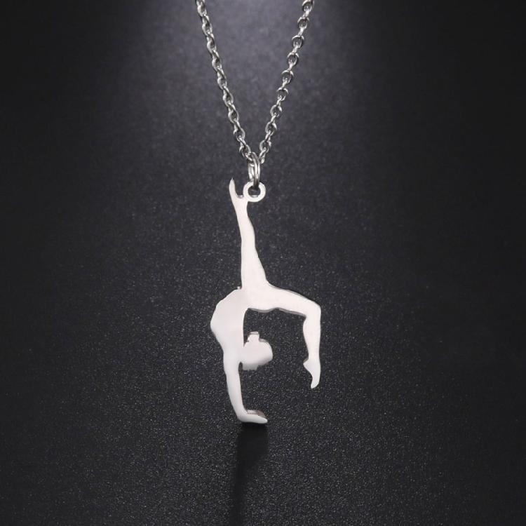 High Polished Stainless Steel Necklace for Women with Gymnastics Pendant Necklace Jewelry Accessory Daily Casual Use
