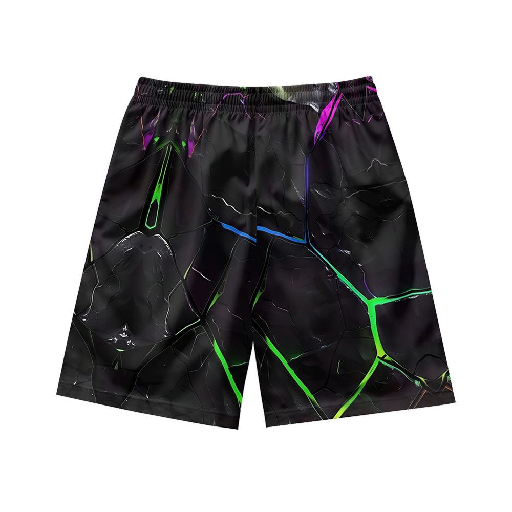 European And American Dark Natural Lightning Element Men'S Casual Shorts Beach Pants