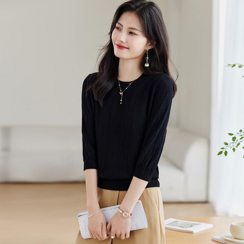 

Женский тонкий трикотажный свитер с жаккардовым узором в виде ромбов от Srcr M