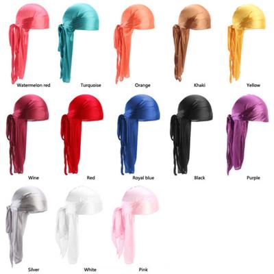 Solid Color Silky Bandanna Turban Hat Breathable Unisex Biker Headwear Headband