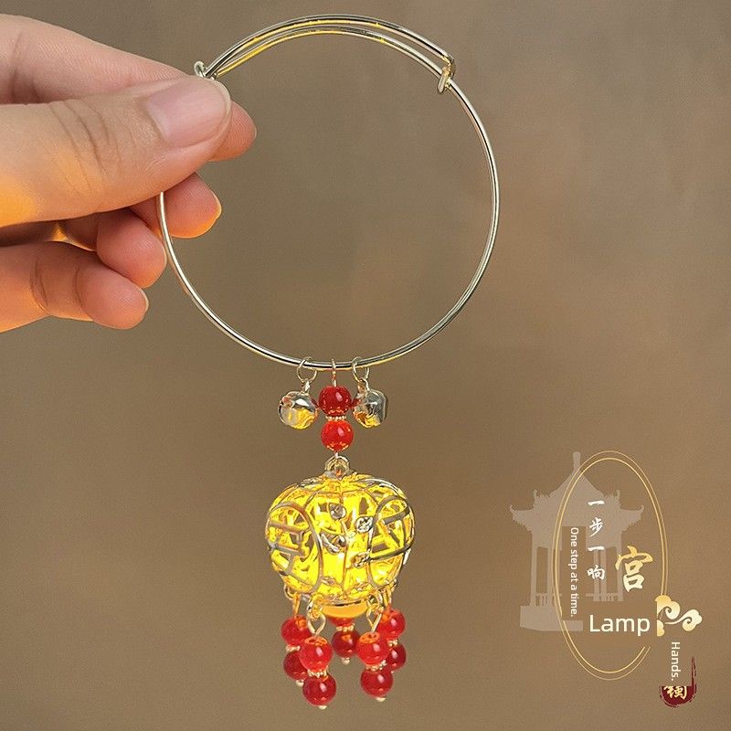 

Браслет в китайском древнем стиле, светящийся, с кисточкой, браслет-фонарик, женский сказочный придворный браслет, повседневное украшение-джокер, подарок Xiao Han light-gold [adjustable]]