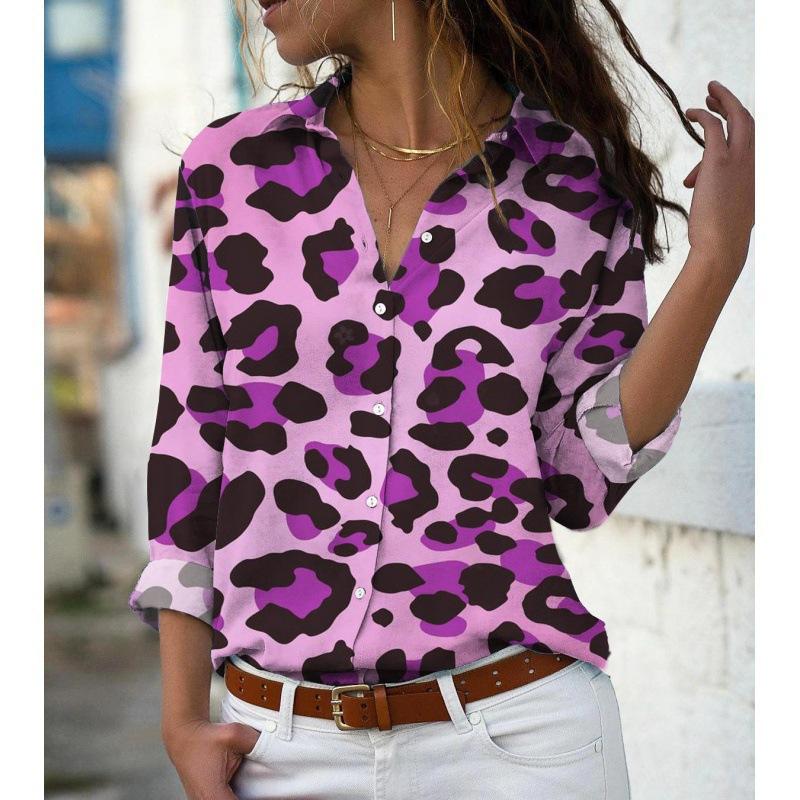 Fashion Multi-color Leopard Print 3D Print Women Long Sleeve Shirts Autumn New Holiday Casual Ladies Blouse Women's Clothing