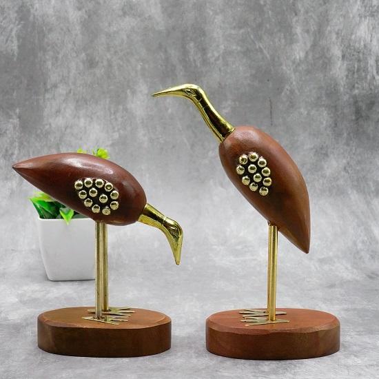 Premium Handcrafted Decorative Elegant Look Swan Pair Sculpture Showpiece Figurine Saras Love Birds for Home Decor - Set of 2