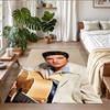 Tappeto in Peluche di Velluto di Cristallo con Stampa di Elvis Presley Anti?Indumenti da notte?Tappeto da Pavimento Resistente per Decorazione Domestica Interna