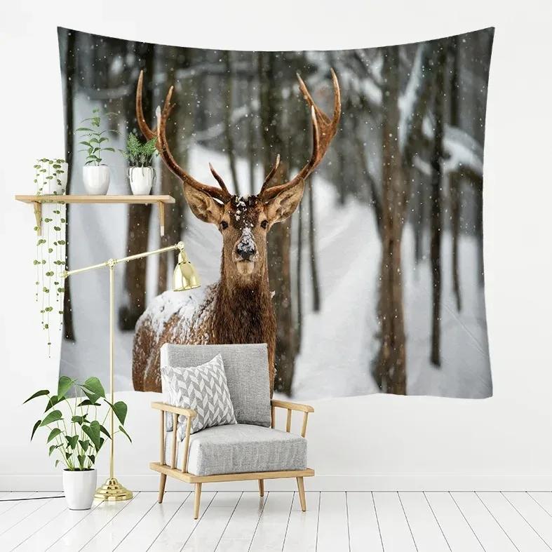 Forest Elk Background Pattern Tapestry Home Wall Decoration Tapestry Bedroom Living Room Tapestry